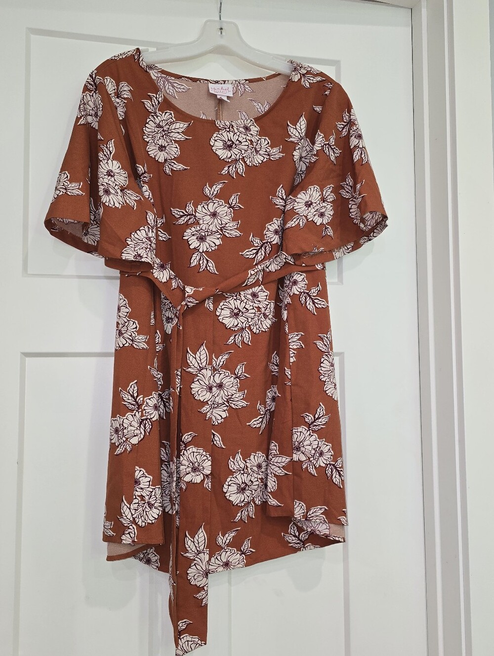 Isabel Maternity Shirt XL Brown White Floral Pregnancy Top